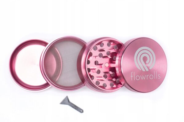 Młynek Grinder Flowrolls 63mm 4 części Różowy - obrazek 2